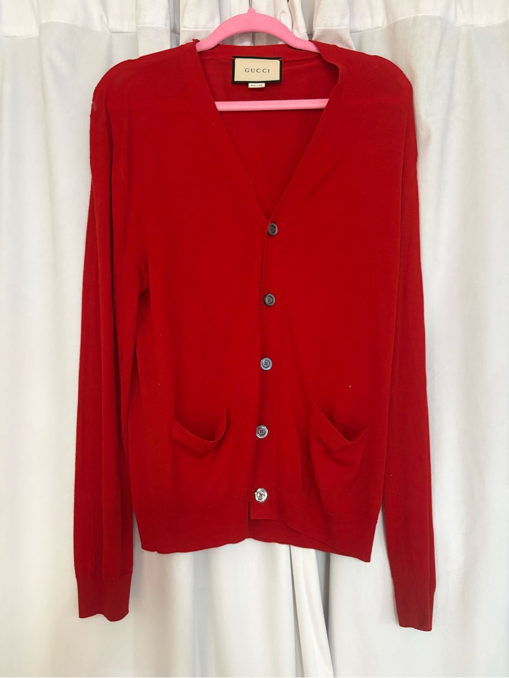 Gucci Vibrant Red V-Neck Cardigan